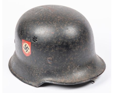 A Third Reich Police double decal steel combat helmet, GC (some light rust, lining worn, no chinstraps) £100-120 