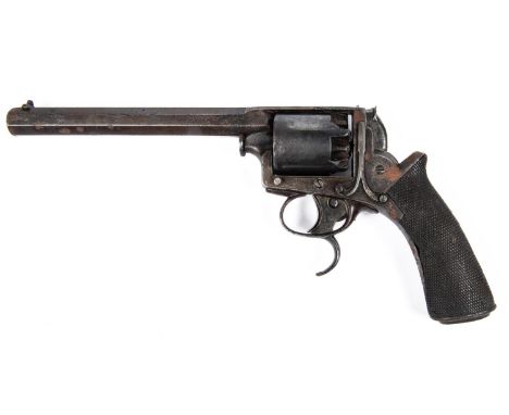 A 5 shot 54 bore Tranter double trigger percussion revolver, 11½" overall, barrel 6½", the top strap retaining faint traces o