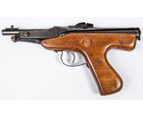 A .177" Diana Mark IV air pistol, later model with no huntress logo on top cocking lever, and with plastic adjustable rearsig