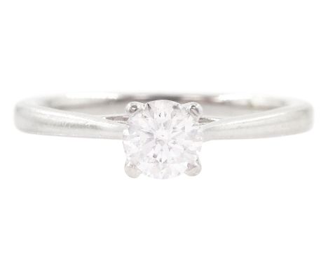 Platinum single stone round brilliant cut Canadian diamond ring, hallmarked, diamond approx 0.40 caratCondition Report:Approx