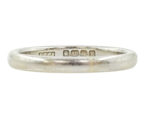 Early 20th century 18ct white gold wedding band, Birmingham 1934Condition Report:Approx 2.55gm, size K, depth = 2mm 