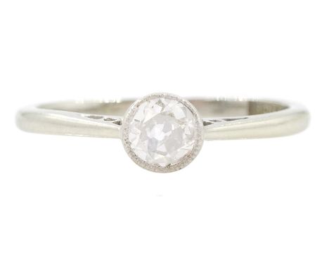 Early 20th century white gold milgrain set single stone old cut diamond ring, stamped 18ct & Plat, diamond approx 0.25 caratC