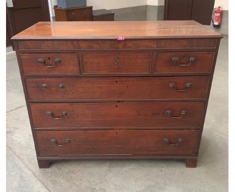 A 19th century mahogany chest with secretaire flanked by two short drawers over three long drawers on bracket feet. 48' wide