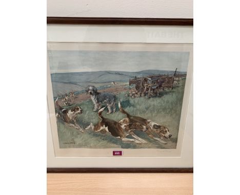 AFTER GEORGE VERNON STOKES. BRITISH 1873-1954 A hunting scene. Print on paper. 15' x 18'