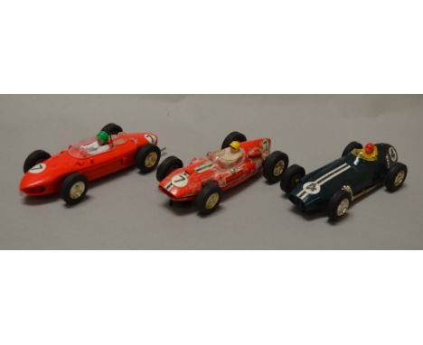 3 unboxed Scalextric cars: C.88 Cooper, C.62 Ferrari and C.89 BRM.