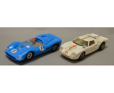 Two unboxed Scalextric cars: C.41 Ferrari GT 330 and C.35 Ford GT. Both made in Spain. (2)
