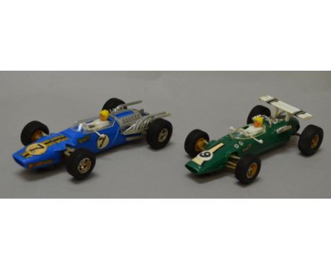 2 unboxed Tri-Ang Scalextric 'power-sledge' cars: C.14 Matra and C.8 Lotus Indy. (2)
