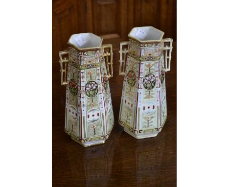 A pair of Noritake hexagonal vases