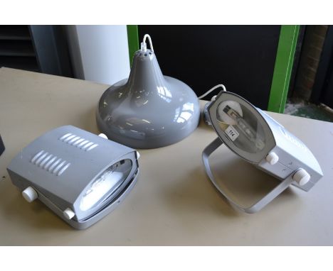 Two theatre lamps and a pendant ceiling lamp.