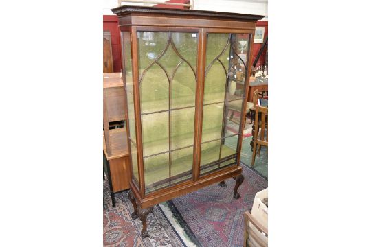 A Sheraton Revival Mahogany Display Cabinet Cyma Recta Cornice