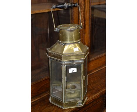 A brass ships mast head lamp, Bullpit and Sons, Birmingham 1912