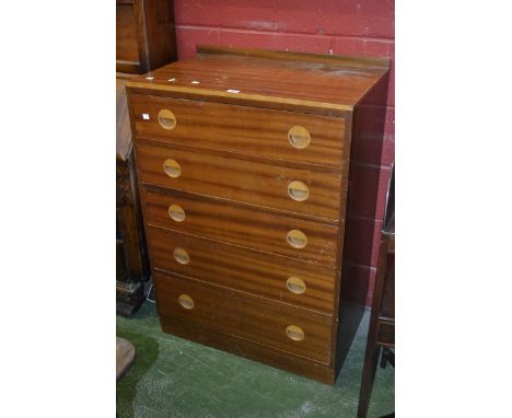 An Enfurn Utility five drawer chest, galleried caddy top, bears WWII Utility label to back.