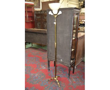 A mid 20th century brass standard lamp, extending section to top c. 1950-1960