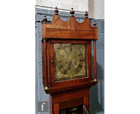 A 19th Century longcase clock with eight-day movement, the brass dial signed Thomas Morgan Leominster, enclosed by a finial m