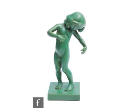 A&nbsp;Danish Kai Nielsen&nbsp;for P. Ipsens Enke&nbsp;jade green-glazed terracotta figure of&nbsp;Venus Kalipygos, incised t