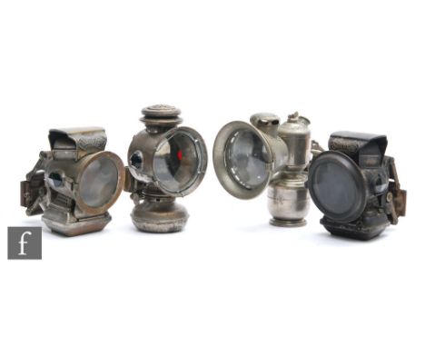 Two Lucas Silver King cycle lamps, a USA improved banner lamp by P&amp;A and another. (4) 
