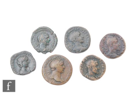 Rome - Six sestertius to include various emperors Trajan, Herennia, Maximinus etc. (6) 