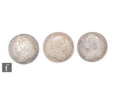 George II - Halfcrowns 1715, 1745 and 1746, two Lima mint marks. (3) 