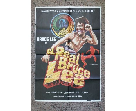 CINEMA, poster, Bruce Lee in El Real Bruce Lee, Spanish edition, some tears to left edge &amp; hole to centre, 27 x 40, origi