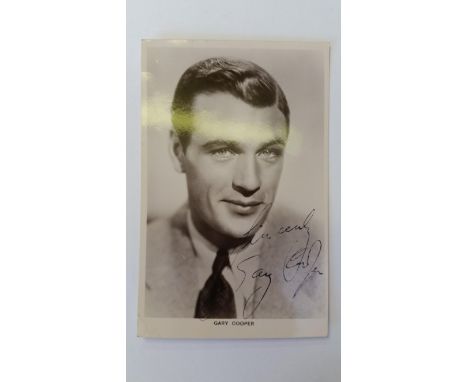 CINEMA, signed postcard by Gary Cooper, official promotional portrait, 3.5 X 5.5, EX
