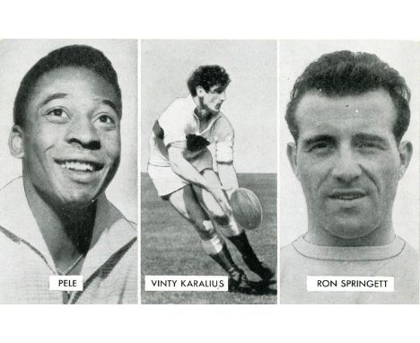 THOMSON, Cup-Tie Stars of all Nations, strip of 3 inc. Pele, Laralius &amp; Springett, Victor issue, near EX