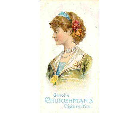 CHURCHMAN, Beauties (plain back), lady facing left with blue hairband &amp; two roses in hair, G