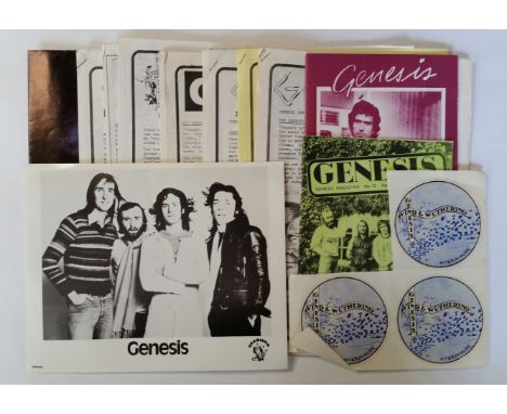 POP MUSIC, Genesis selection, inc. postcard size promotional photographs, stickers, various issues of Genesis magazines, lyri