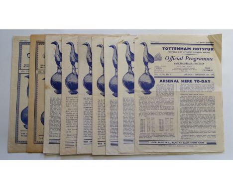 FOOTBALL, Tottenham Hotspur home programmes, 1947-1957, inc. v Millwall, Fulham, Middlesbrough, WBA, Portsmouth etc., some fo