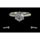 Ladies 14ct White Gold Single Stone Diam