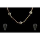 Ladies Attractive 9ct Gold And Pearl Set