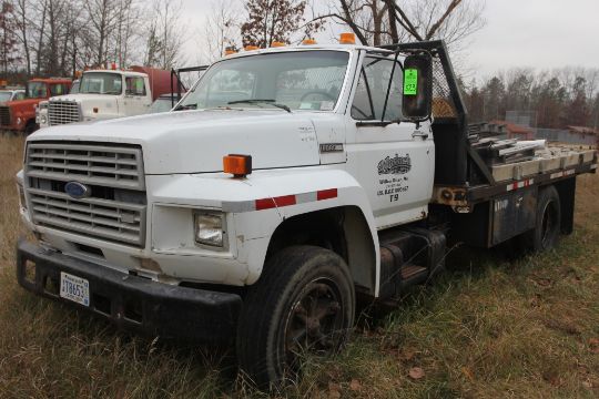 1985 Ford F600 Flatbed Truck Vin 1fdnk64n4 Fva Diesel Engine Manual Trans Flatbed Body