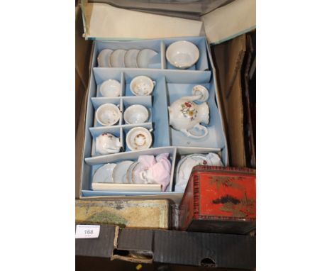 A MINIATURE PORCELAIN TEA SERVICE, ETC
