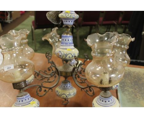 A DECORATIVE CERAMIC VENETIAN STYLE CEILING LIGHT