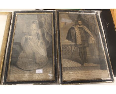 A PAIR OF FRAMED AND GLAZED ENGRAVINGS, ONE OF A PORTRAIT OF JEANNE D'AUTRICHE GRANDE DUCHESSSE DE TOSCANE AND ONE OF FRANCOI