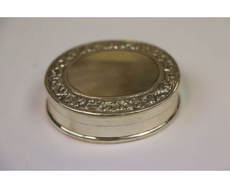 Silver pill box with enamel image 