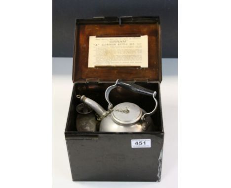 Vintage boxed Sirram travelling aluminum kettle set 