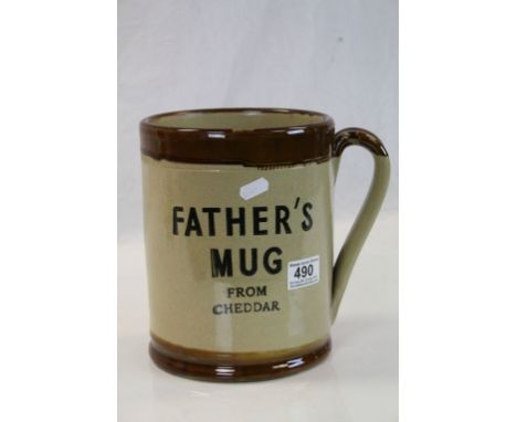 Large stoneware oversized cider Father's Mug from cheddar tankard , two vintage wicker baskets and an ornate antique picture 