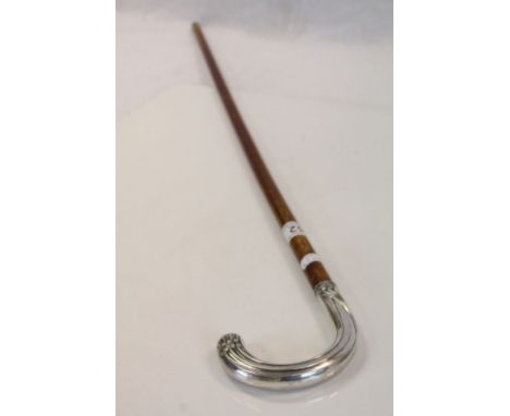 Antique continental walking stick with silver handle impressed 800 