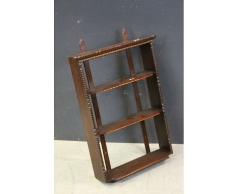 Vintage Oak Tramp Art Set of Hanging Wall Shelves