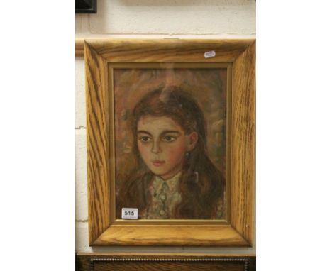 Oil on board by George Mott the portrait study of Diane, label to reverse 