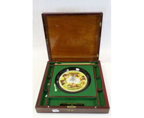 Large vintage Mahogany cased "Sandown" Horse Racing game, box approx 44.5 x 44.5 x 10cm with retail label for Sirl &amp; Son 