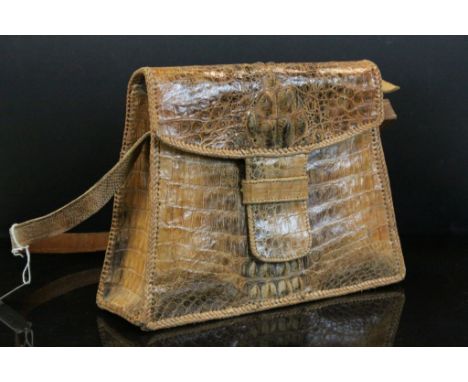 Vintage crocodile skin handbag 