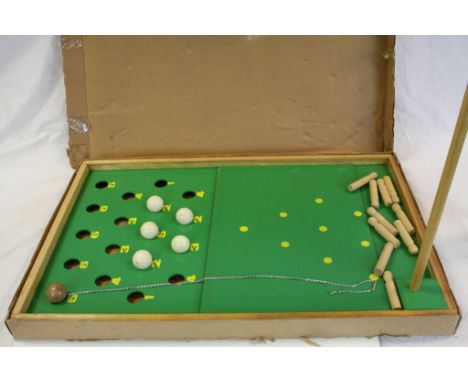 Vintage boxed table skittles and bagatelle 2 in 1 game 