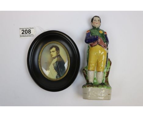 Miniature painting of Napoleon and ceramic figurine 