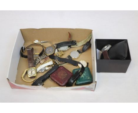 Mixed collection of vintage watches, cased Life Saving badges etc to include Gents Quartz Longines Presence, Pulsar Solar etc