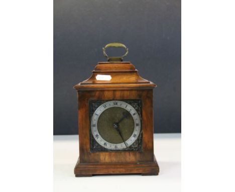 Wooden cased Bracket style Mantle clock with Silvered dial and marked "Buren Swiss Made" to the case, stands approx 19cm not 
