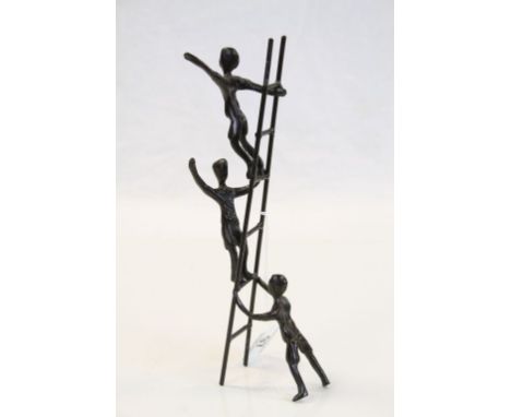 Contemporary Bronze Model of Three Figures and a Ladder