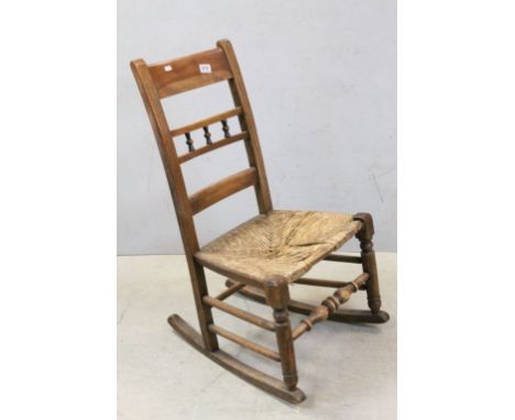 Georgian Ladder Back Rocking Chair with Rush Seat