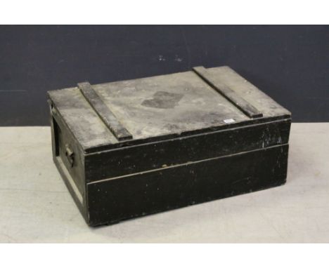 Vintage Pine Box with Two Iron Carrying Handles, 85cms long x 36cms high