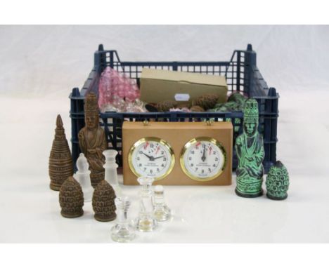 Two contemporary chess sets to include oriental figures and timer 